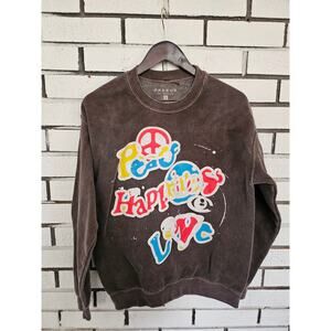 Pacsun Hippie Sweatshirt Peace Happiness & Love Womens Medium